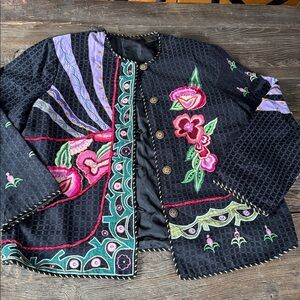 Allure appliqué embroidered and embellished black‎ jacket Size XL